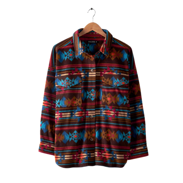 Saltrock Dallyn Aztec - Womens Oversized Fleece Shirt - Brown