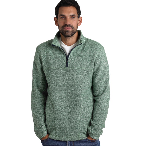 Weird Fish Laramie Eco 1/4 Zip Snow Marl Fleece Olive