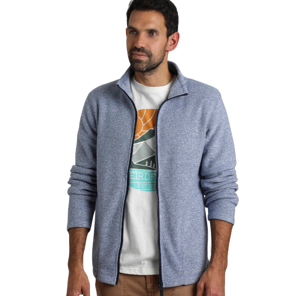 Weird Fish Thames Eco Full Zip Snow Marl Fleece Mid Blue