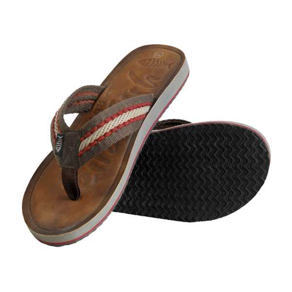 Weird Fish Malham Leather Look Flip Flops Antique Tan