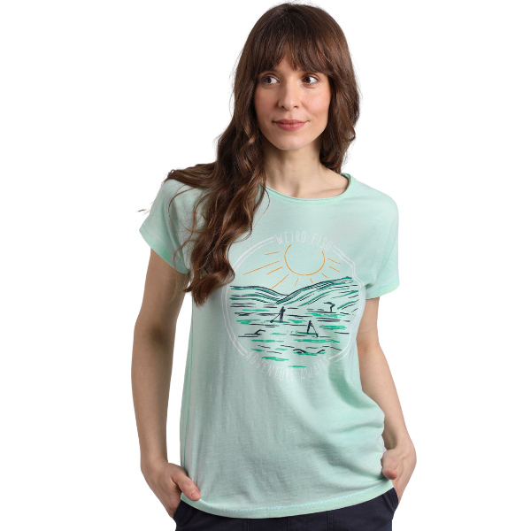 Weird Fish Adventure Awaits Organic Cotton Front Print T-Shirt Seafoam