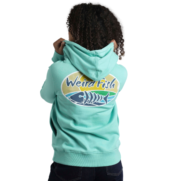 Weird Fish Kira Eco Back Print Popover Hoodie Aqua Marine