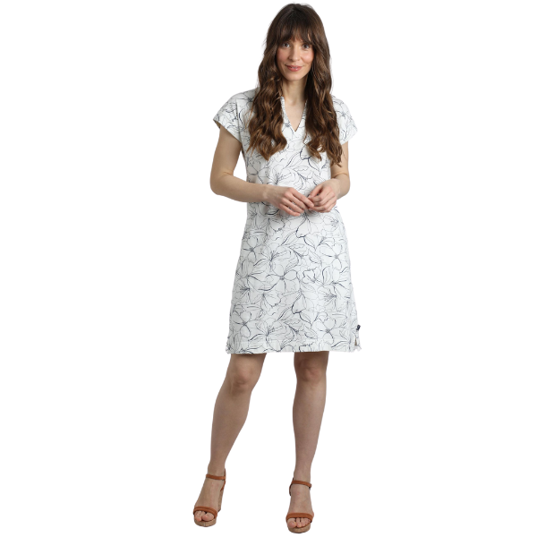 Weird Fish Suffolks Organic Cotton Printed Jersey Dress Light Cream